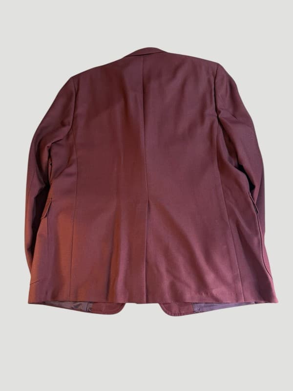 Vintage Jack Kahn Men's Burgundy Hopsack Blazer with Gold Buttons - Thumbnail 8