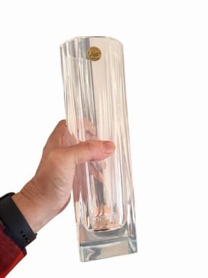Vintage Cristal d’Arques France Lead Crystal Vase 12″ Tall Fluted Square Base - Image 1