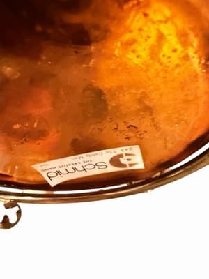 Vintage Schmid Musical Cookie Candy Jar Amber Glass Gold Leaf Accents Japan - Thumbnail 3