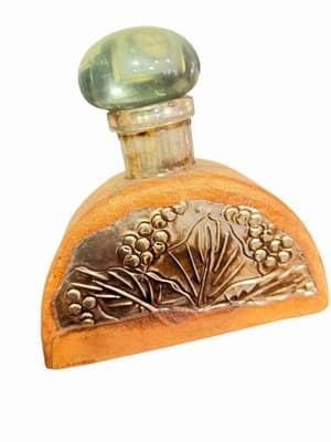Vintage Mexican Leather Covered Glass Liquor Bottle Hecho en Mexico Stopper - Image 1