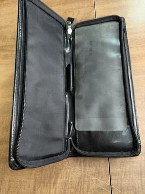 Black Leather Zip Checkbook Cover ID Window Pen Loop Organizer - Thumbnail 5