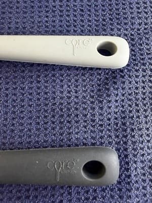 Core Kitchen Silicone Turner 2pc Set Solid Gray & Slotted Cream Spatula Flipper - Thumbnail 3