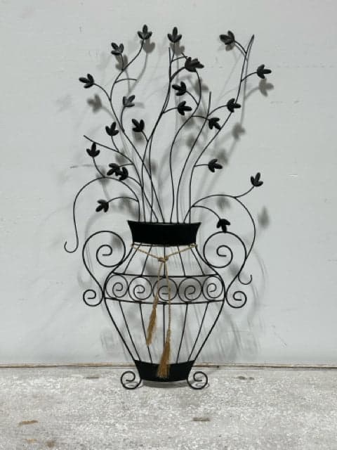Metal Floral In Pot Wall Art - Image 1