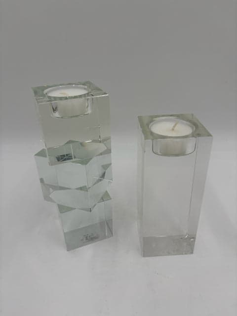 Set Of 2 Lucite Candleholders - Image 1