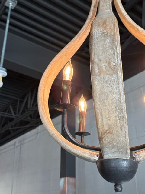 Wooden Pendant 4 Light Chandelier with 7 ft Chain - Thumbnail 2