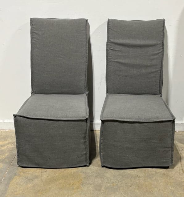 Set Of 2 Hooker Grey Parsons Slipcover Dining Chairs - Image 1