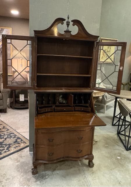 Secretary Desk With Wooden 3 Drawers And 2 Glass Doors - Thumbnail 3