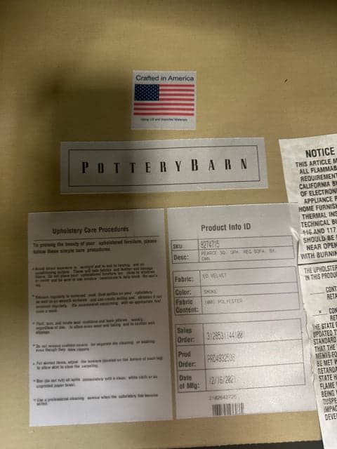 Pottery Barn Pearce Square Arm Sofa in Velvet Smoke - Thumbnail 4