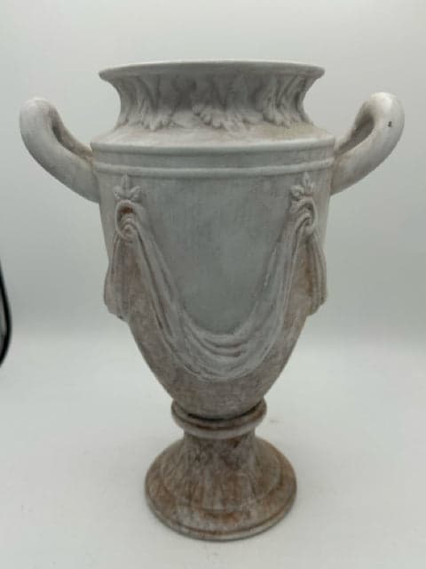 Faux Marble Urn Vase with Handles - Image 1
