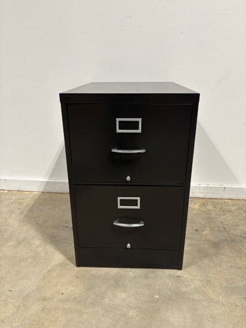 Black Metal 2-Drawer File Cabinet - Image 1