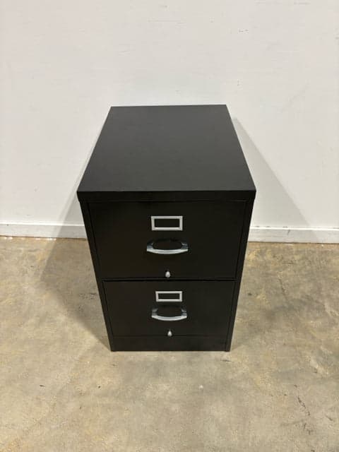 Black Metal 2-Drawer File Cabinet - Thumbnail 2