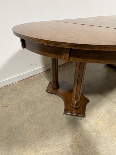 Round 4-Pedestal Wood Dining Table with 6 Chairs & 2-18" Leaves - Thumbnail 7