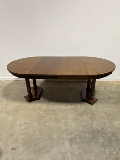 Round 4-Pedestal Wood Dining Table with 6 Chairs & 2-18" Leaves - Thumbnail 6