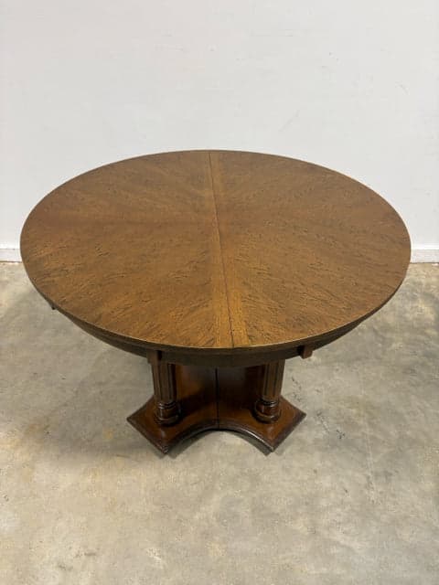 Round 4-Pedestal Wood Dining Table with 6 Chairs & 2-18" Leaves - Thumbnail 4