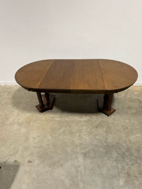 Round 4-Pedestal Wood Dining Table with 6 Chairs & 2-18" Leaves - Thumbnail 5