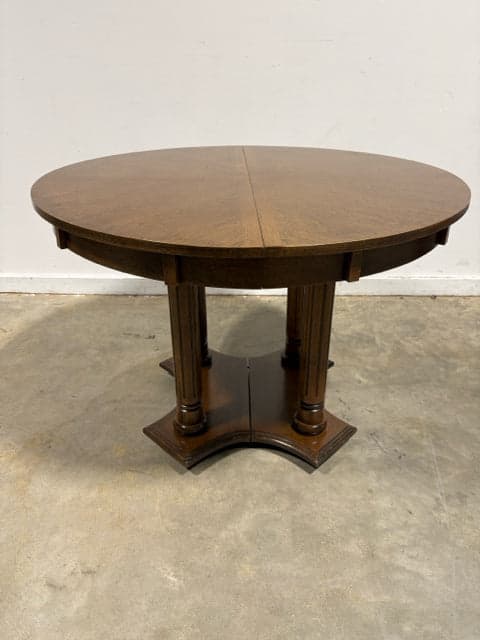 Round 4-Pedestal Wood Dining Table with 6 Chairs & 2-18" Leaves - Thumbnail 3