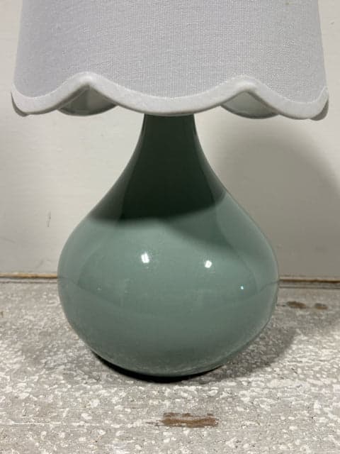 Aqua Base Table Lamp with White Scallop Shade - Thumbnail 3