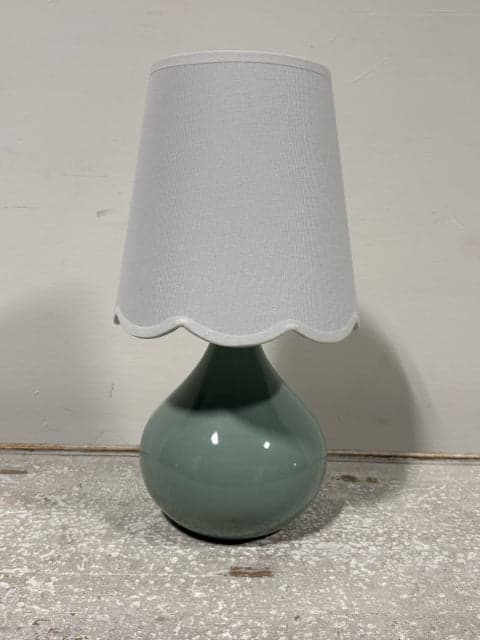 Aqua Base Table Lamp with White Scallop Shade - Image 1
