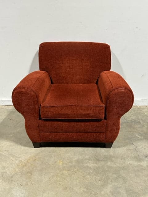 Norwalk Red Upholstered Chair with Ottoman - Thumbnail 2
