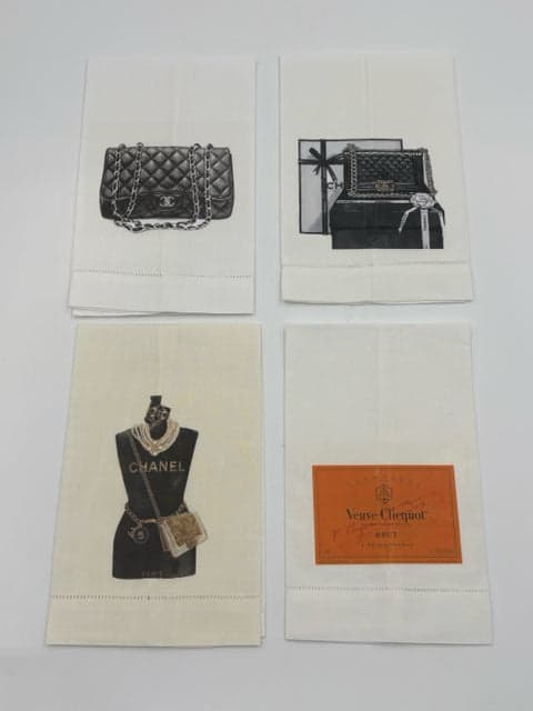Set of 4 Assorted Chanel Tea Towels - Image 1