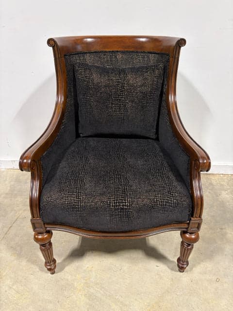 Black And Gold Accent Chair With Wooden Frame - Image 1