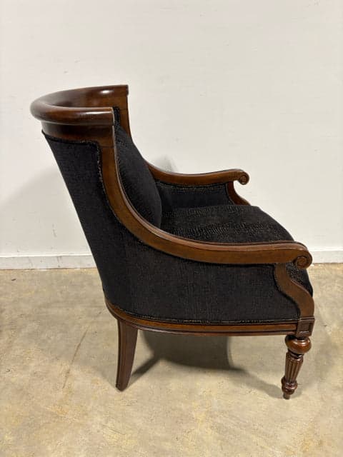 Black And Gold Accent Chair With Wooden Frame - Thumbnail 2