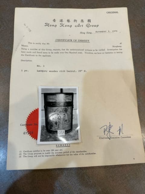 Antique Laquer Wooden Rice Barrel - Thumbnail 6