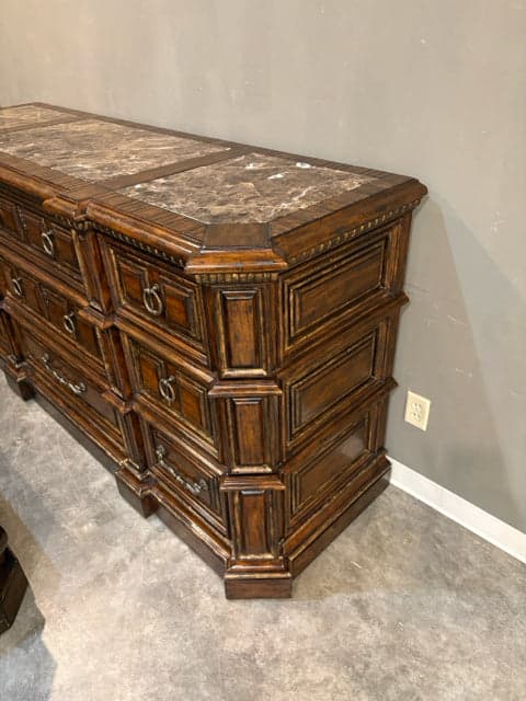 Marge Carson Dresser with Marble Inlay & 9 Drawers - Thumbnail 2