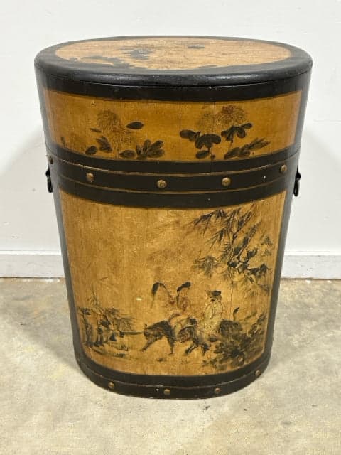 Antique Laquer Wooden Rice Barrel - Image 1