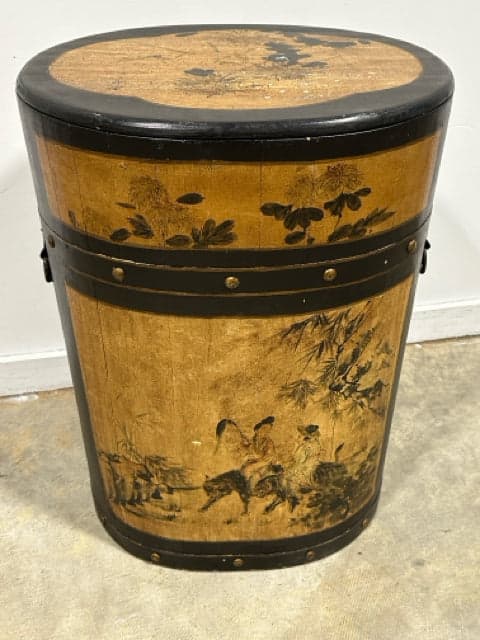 Antique Laquer Wooden Rice Barrel - Thumbnail 5