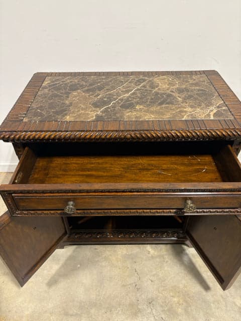 Marge Carson Night Stand with Marble Inlay - Thumbnail 4