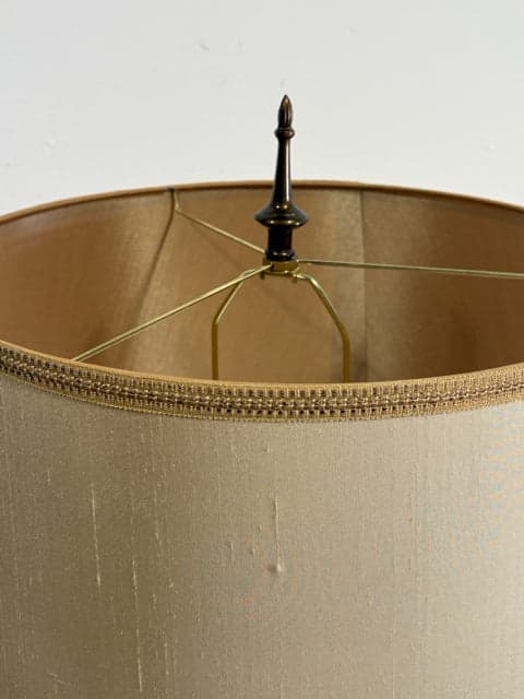 Bronze Gourd-Shaped Ceramic Table Lamp with Beige Shade - Thumbnail 2