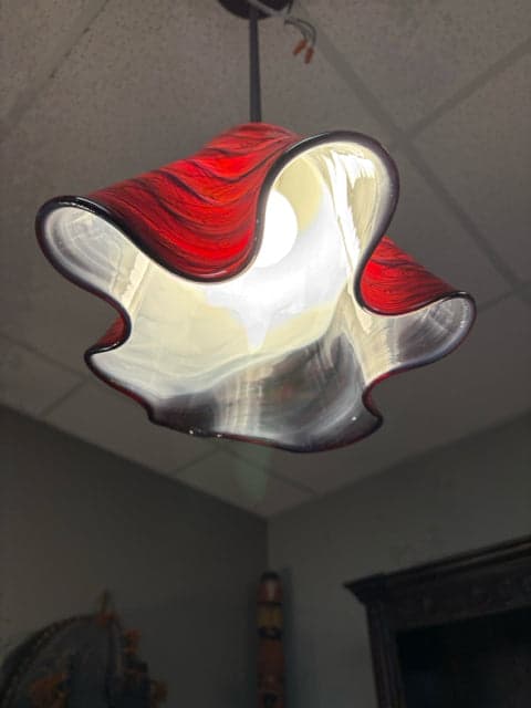 Lrg Red Handblown Glass Pendant Light in by Scott Hartley of Infinity Art Glass - Thumbnail 3