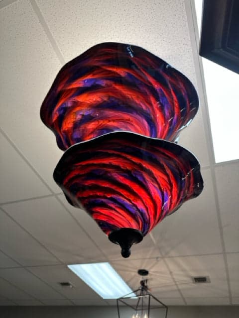 Two-Tiered Red Handblown Glass Pendant by Scott Hartley of Infinity Art Glass - Thumbnail 2