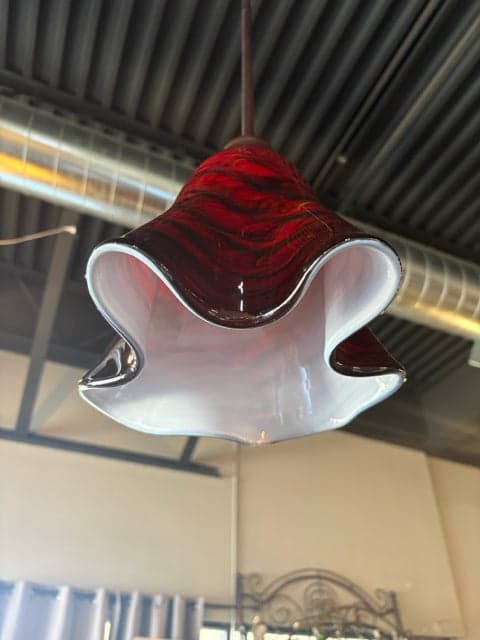 Red Handblown Glass Pendant Light in by Scott Hartley of Infinity Art Glass - Thumbnail 3