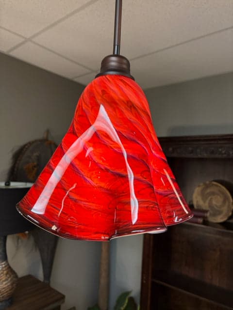 Lrg Red Handblown Glass Pendant Light in by Scott Hartley of Infinity Art Glass - Thumbnail 2