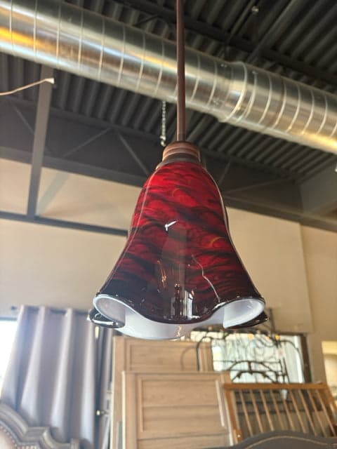 Red Handblown Glass Pendant Light in by Scott Hartley of Infinity Art Glass - Thumbnail 2