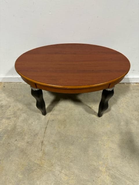 Wooden Oval Coffee Table with Black Wavy Legs - Thumbnail 2