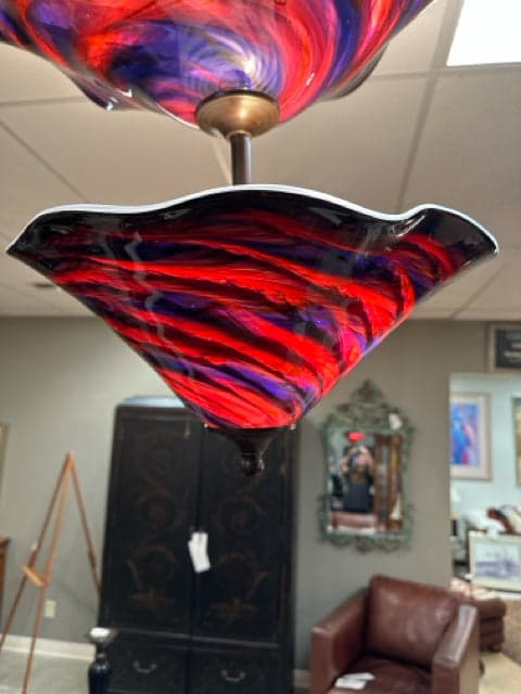 Two-Tiered Red Handblown Glass Pendant by Scott Hartley of Infinity Art Glass - Thumbnail 3
