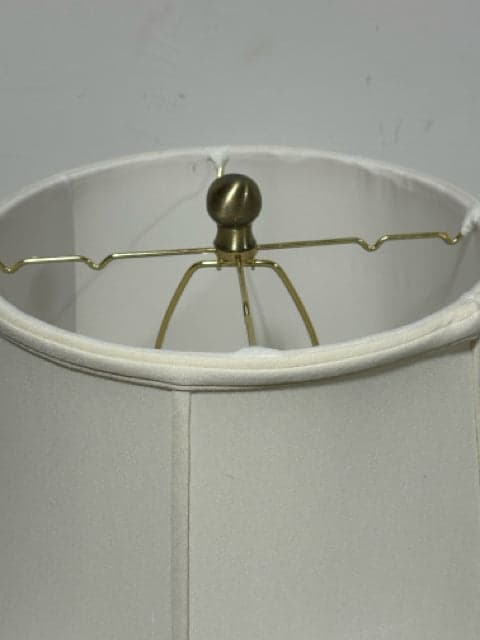 Alabaster Obelisk Table Lamp with Light up Base and White Shade - Thumbnail 2