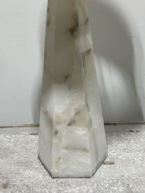 Alabaster Obelisk Table Lamp with Light up Base and White Shade - Thumbnail 3