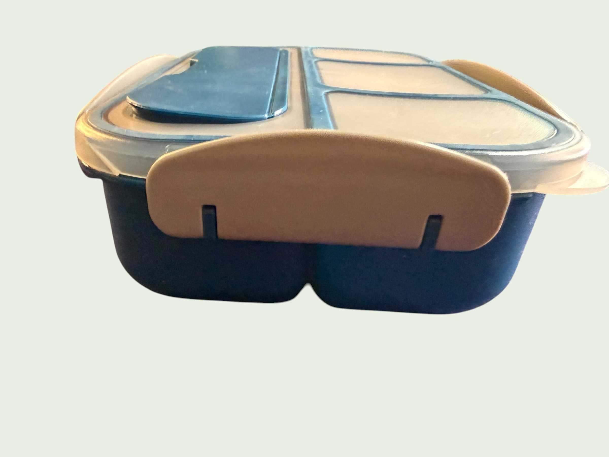 Bento Lunch Box 5 Compartment Leakproof Meal Prep Container Teal Blue Tan - Thumbnail 5