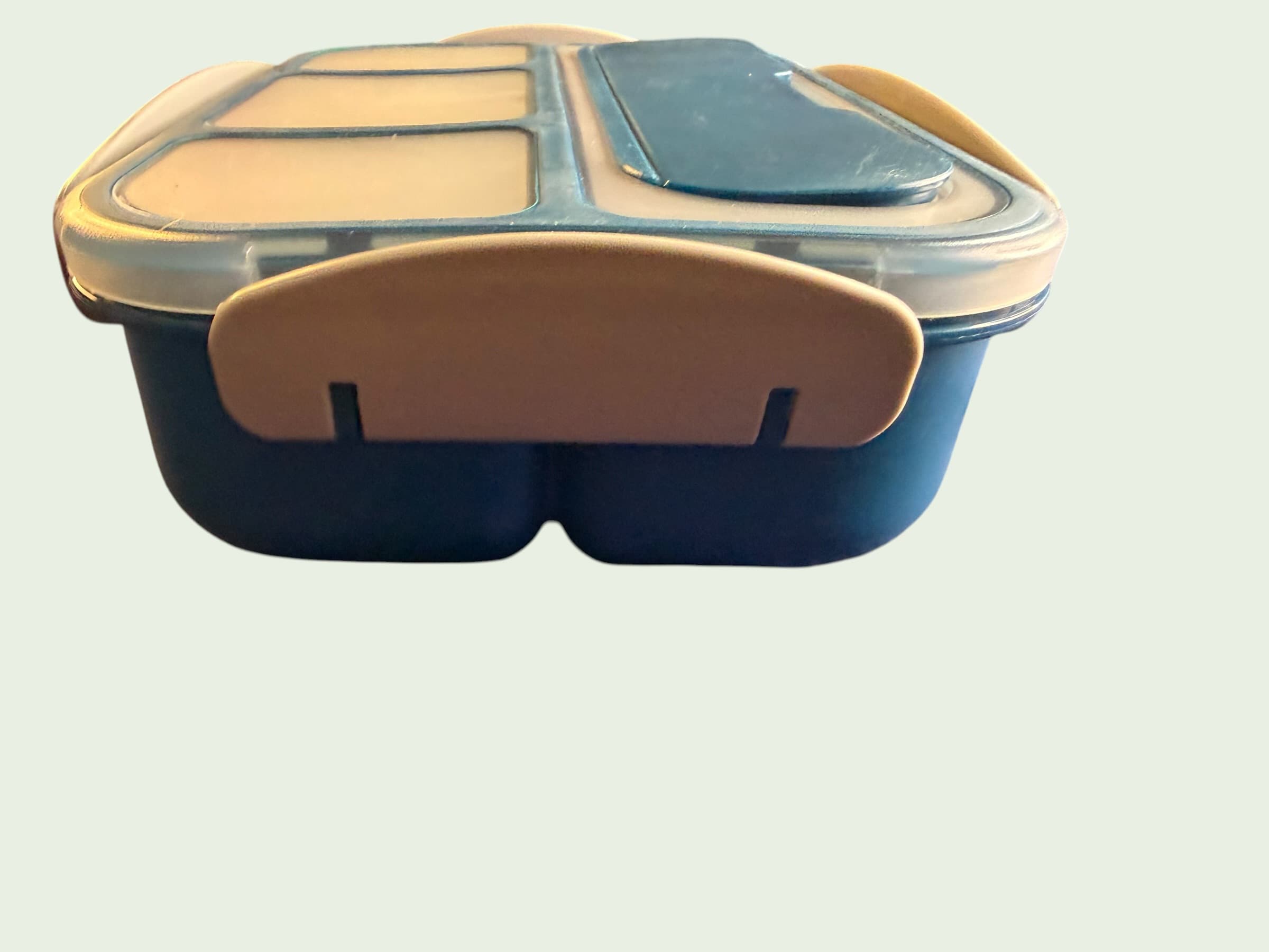 Bento Lunch Box 5 Compartment Leakproof Meal Prep Container Teal Blue Tan - Thumbnail 7