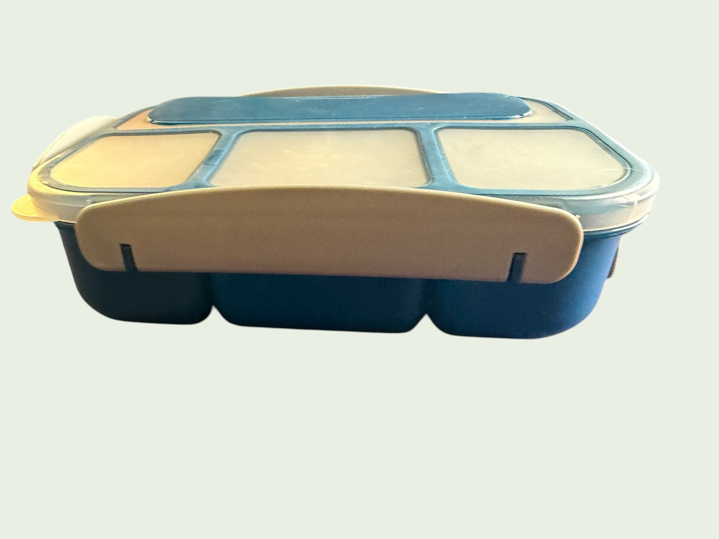 Bento Lunch Box 5 Compartment Leakproof Meal Prep Container Teal Blue Tan - Thumbnail 8