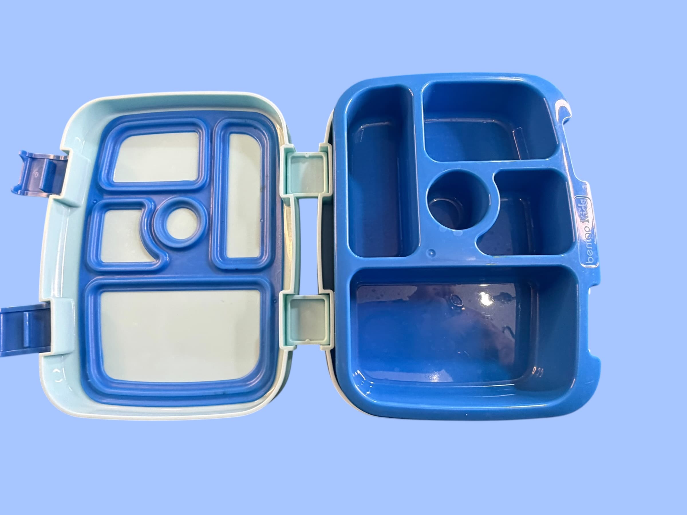 Bento Lunch Box 5 Compartment Leakproof Meal Prep Container Teal Blue Tan - Thumbnail 11