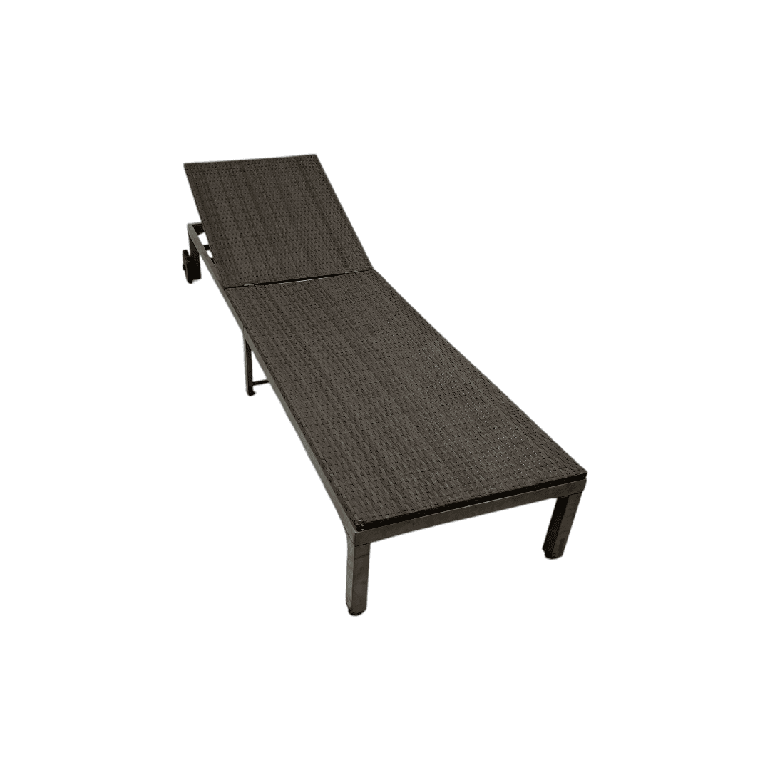 Costway Brown Back Adjustable Rattan Chair Chaise Recliner with Beige Cushions - Thumbnail 10