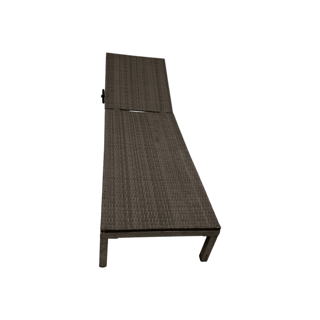 Costway Brown Back Adjustable Rattan Chair Chaise Recliner with Beige Cushions - Thumbnail 12