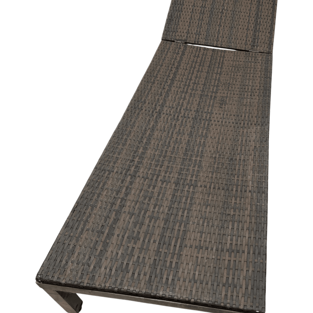 Costway Brown Back Adjustable Rattan Chair Chaise Recliner with Beige Cushions - Thumbnail 15