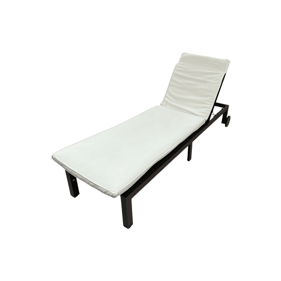 Costway Brown Back Adjustable Rattan Chair Chaise Recliner with Beige Cushions - Thumbnail 4