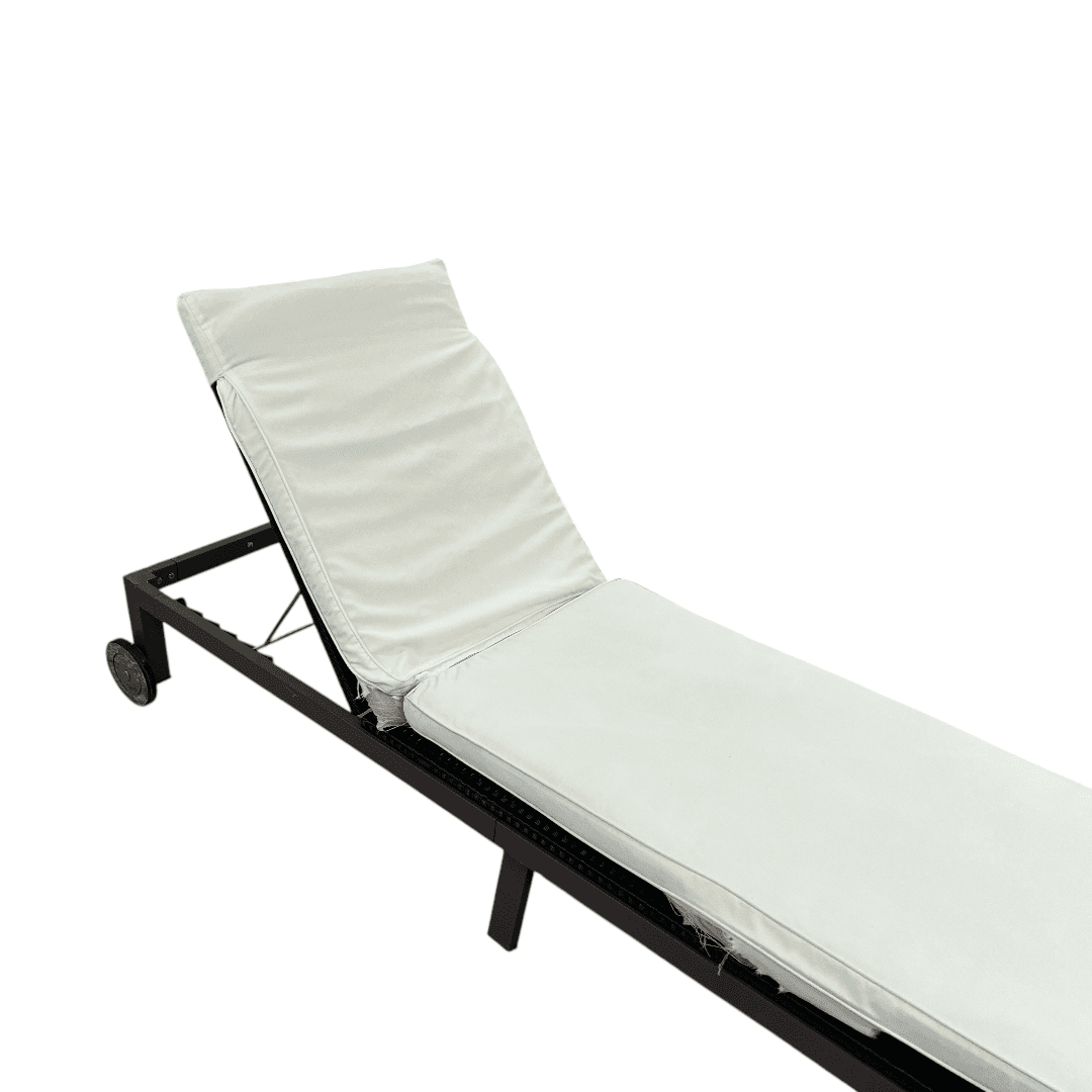 Costway Brown Back Adjustable Rattan Chair Chaise Recliner with Beige Cushions - Thumbnail 11